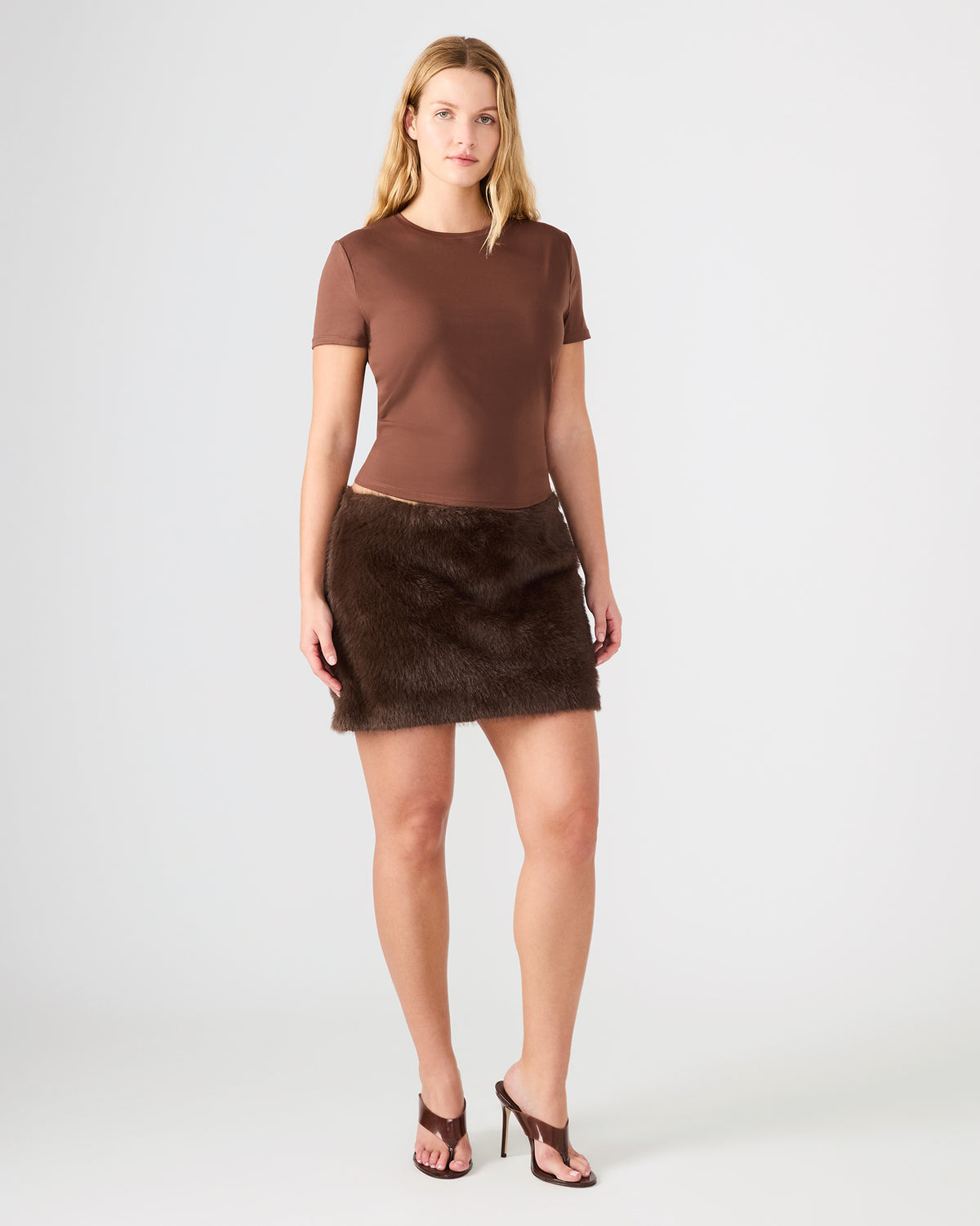 AVIVA Dark Espresso Faux Fur Mini Women's Skirt Steve Madden DARK ESPRESSO