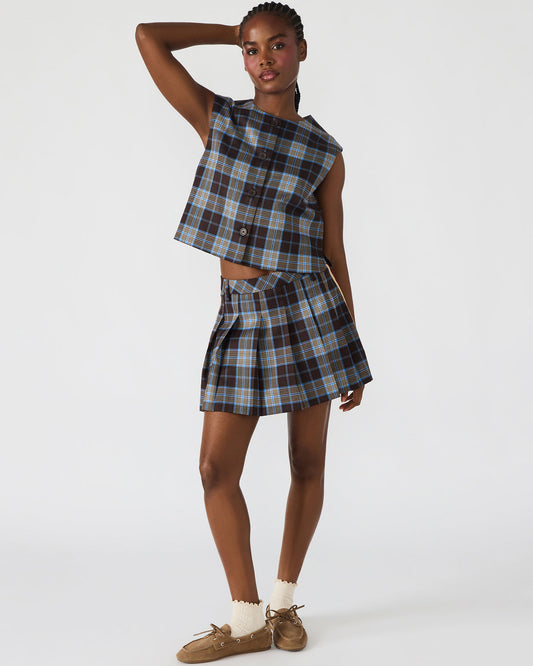 MARGO Brown Plaid Pleated Women's Mini Skirt Steve Madden BROWN PLAID