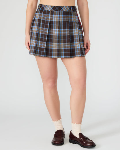 MARGO Brown Plaid Pleated Women's Mini Skirt Steve Madden BROWN PLAID