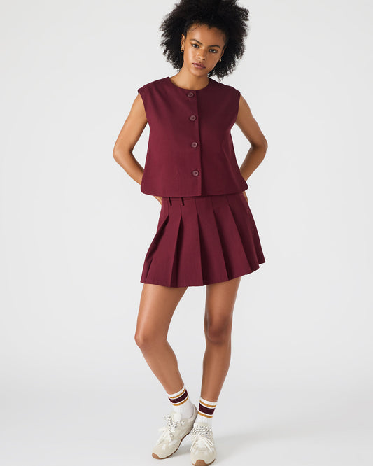 MARGO Wine Pleated Women's Mini Skirt Steve Madden WINE