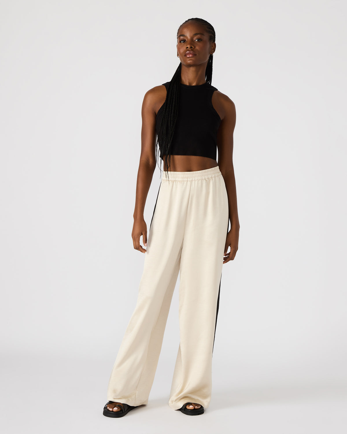 MOXIE Cream Pull-On Contrast Panel Straight Leg Women's Pant Steve Madden CREAM