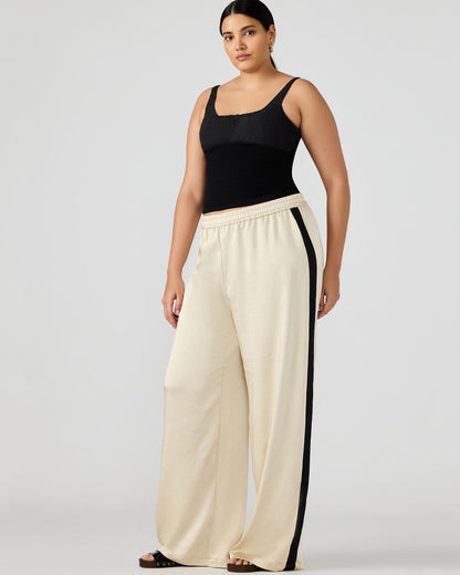 MOXIE Cream Pull-On Contrast Panel Straight Leg Women's Pant Steve Madden CREAM