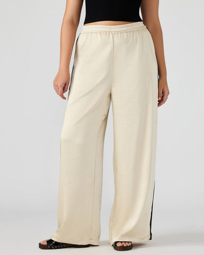 MOXIE Cream Pull-On Contrast Panel Straight Leg Women's Pant Steve Madden CREAM