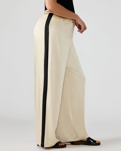 MOXIE Cream Pull-On Contrast Panel Straight Leg Women's Pant Steve Madden CREAM