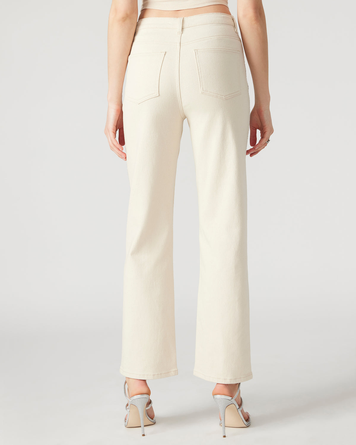 JESSE White Women's Rhinestone Studded Jeans Steve Madden WHITE/DENIM