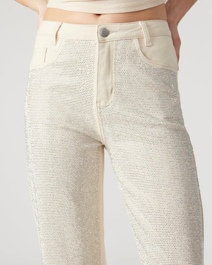 JESSE White Women's Rhinestone Studded Jeans Steve Madden WHITE/DENIM