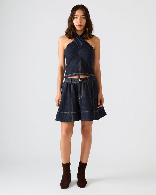 SLOAN Ink Denim Flowy Mini Women's Skirt Steve Madden INK