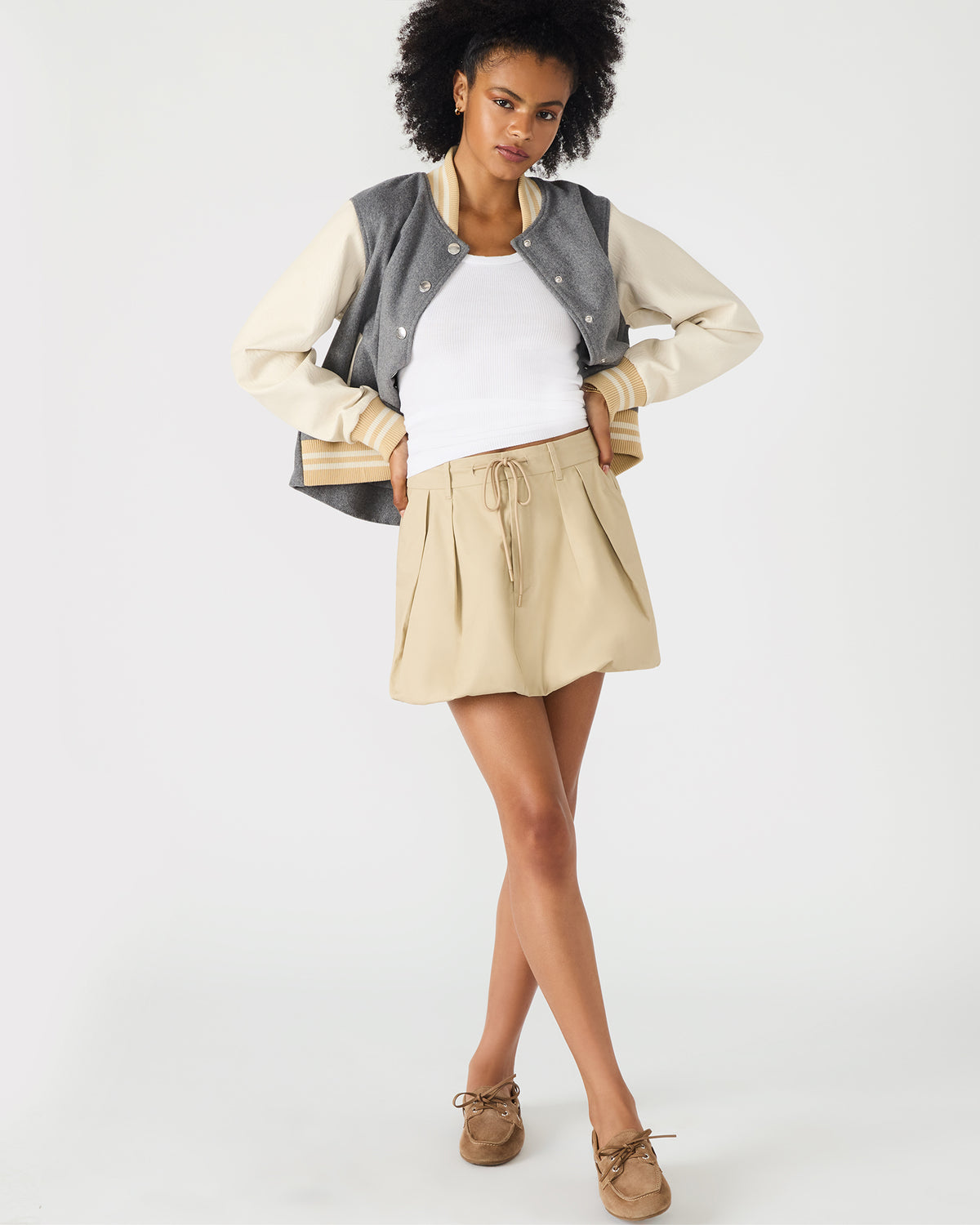 LIVIE Khaki Mini Tie-Front Bubble Women's Skirt Steve Madden KHAKI