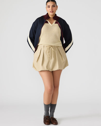 LIVIE Khaki Mini Tie-Front Bubble Women's Skirt Steve Madden KHAKI