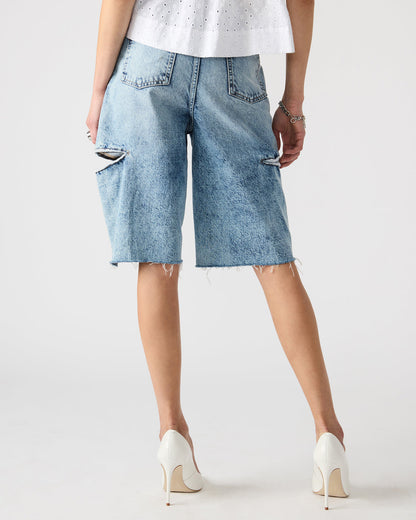 LANGE Denim Women's Side Slit Barrel Shorts Steve Madden BABY BLUE MULTI