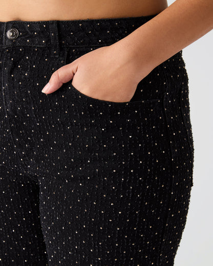 AVALINE Crystal Black Straight-Leg Rhinestone Embellished Denim Women's Jeans Steve Madden BLACK