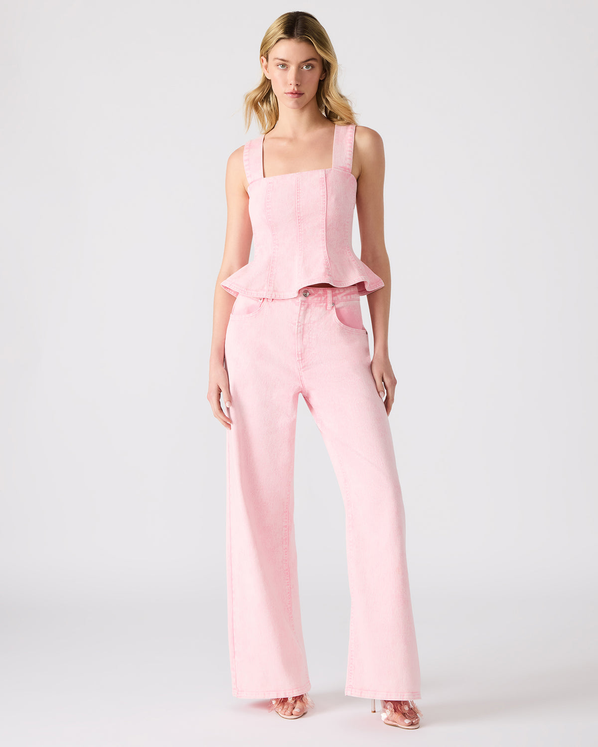 ROZ Pink Wide-Leg Washed Denim Women's Pant Steve Madden PINK