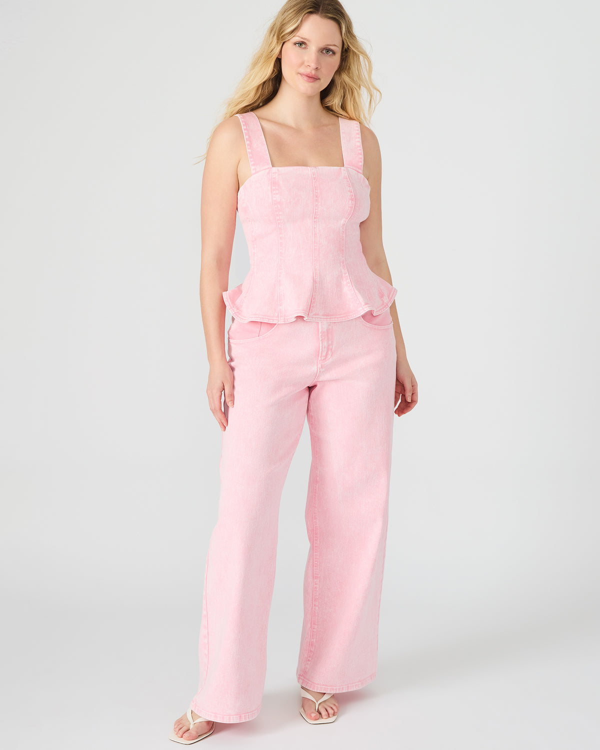 ROZ Pink Wide-Leg Washed Denim Women's Pant Steve Madden PINK