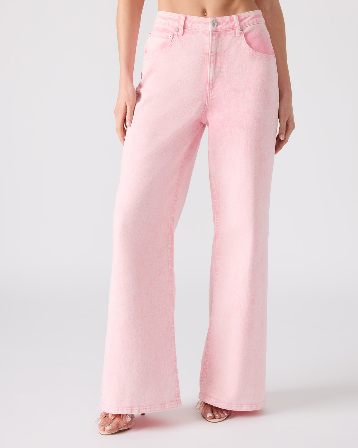 ROZ Pink Wide-Leg Washed Denim Women's Pant Steve Madden PINK