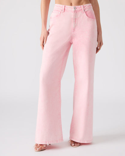 ROZ Pink Wide-Leg Washed Denim Women's Pant Steve Madden PINK