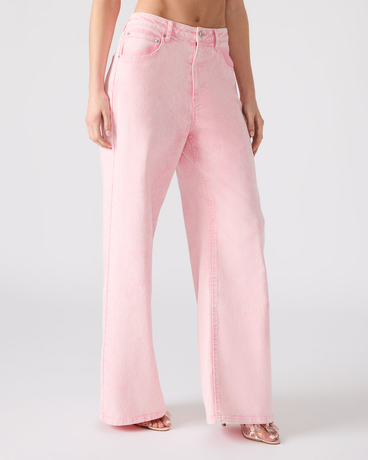 ROZ Pink Wide-Leg Washed Denim Women's Pant Steve Madden PINK