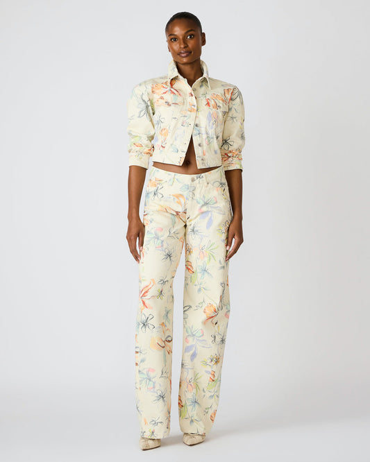 RORI Vintage Ivory Straight-Leg Denim Floral Print Women's Bottoms Steve Madden VINTAGE IVORY