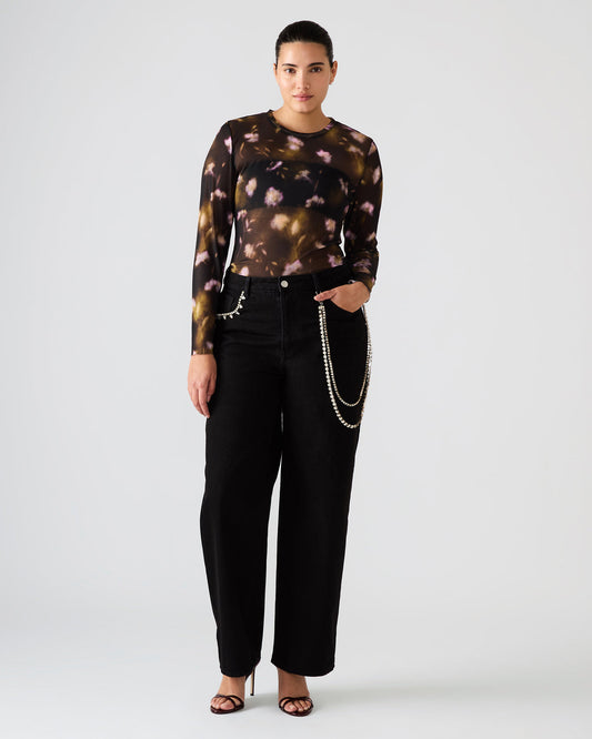 SWIFT Black Wide-Leg Denim Chain Women's Jean Steve Madden BLACK