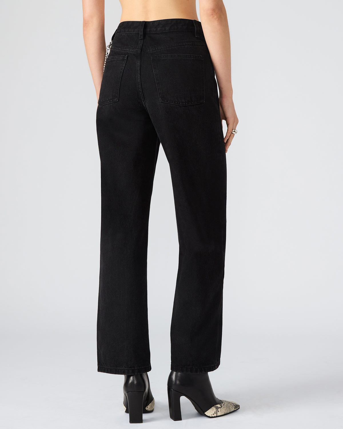 SWIFT Black Wide-Leg Denim Chain Women's Jean Steve Madden BLACK