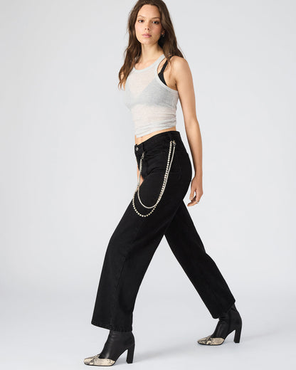 SWIFT Black Wide-Leg Denim Chain Women's Jean Steve Madden BLACK