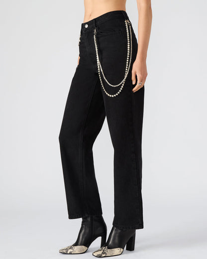 SWIFT Black Wide-Leg Denim Chain Women's Jean Steve Madden BLACK