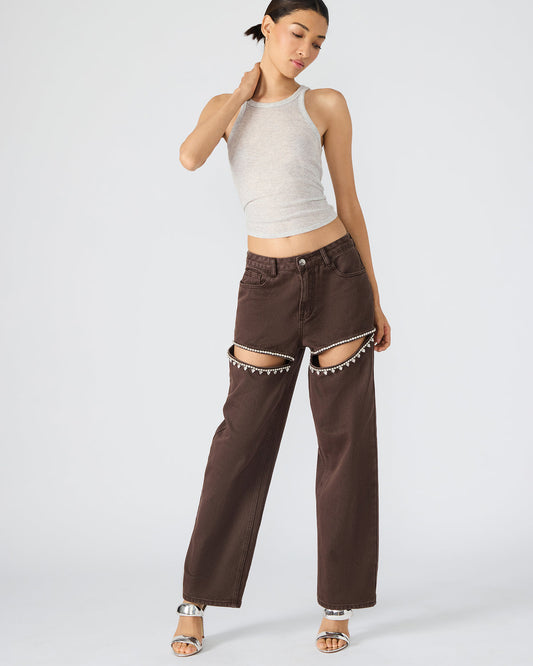 TAYLOR Jean Cocoa Brown Women's Cutout Jeans Steve Madden COCOA BROWN