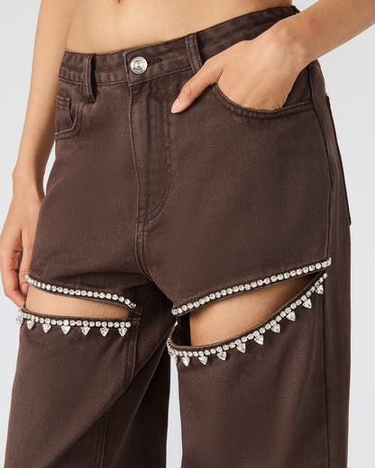 TAYLOR Jean Cocoa Brown Women's Cutout Jeans Steve Madden COCOA BROWN