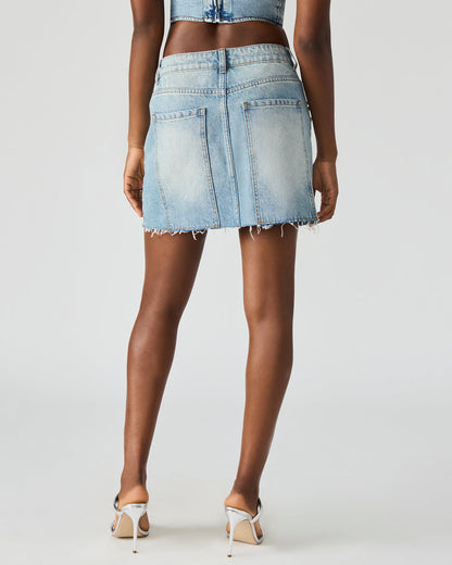 ERAS Denim Rhinestone Embellished Matching Set Mini Women's Skirt Steve Madden DENIM FABRIC