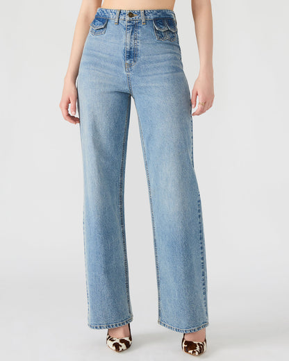 GERALDINE Forever Blue Denim Straight-Leg Women's Jeans Steve Madden FOREVER BLUE