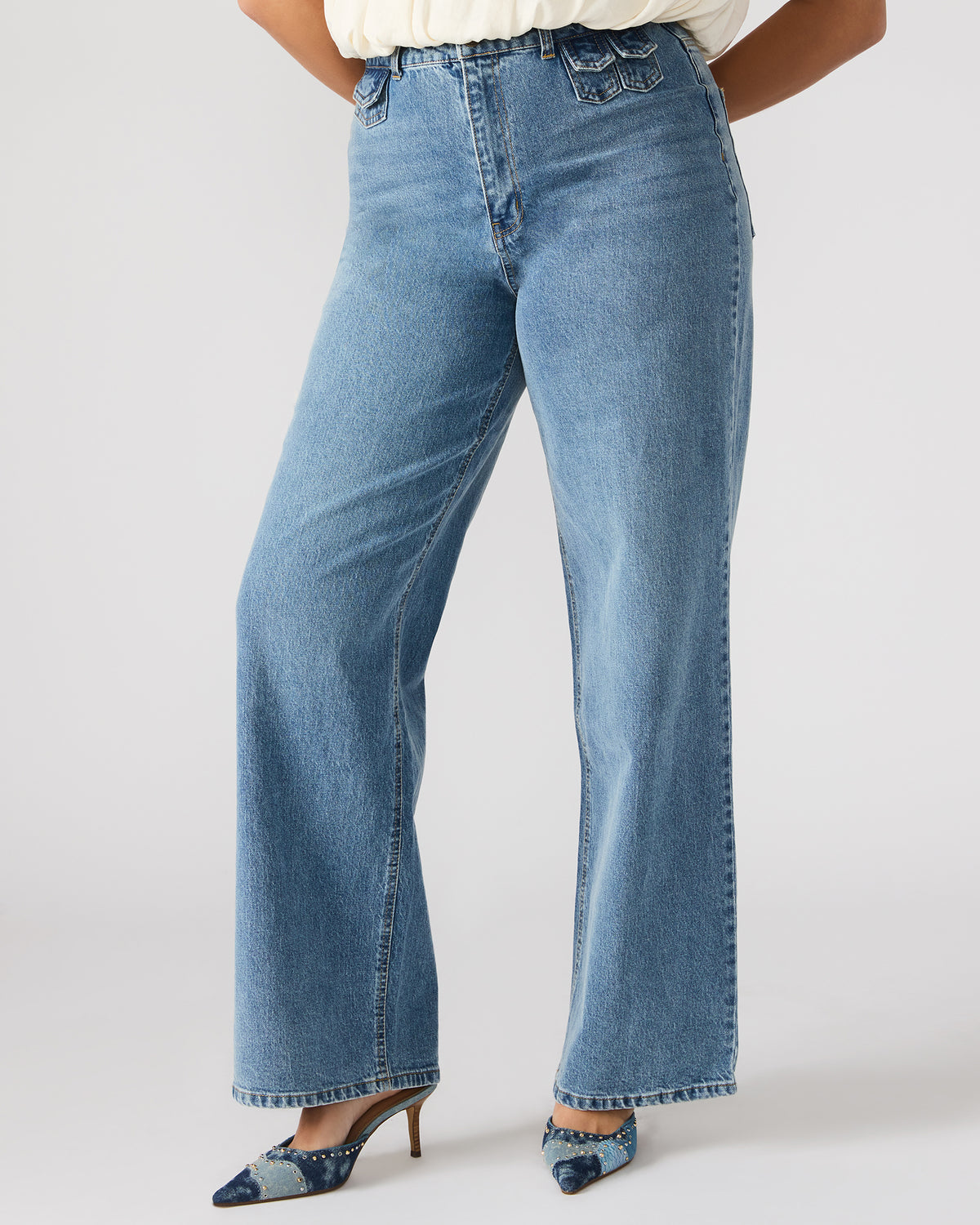 GERALDINE Forever Blue Denim Straight-Leg Women's Jeans Steve Madden FOREVER BLUE