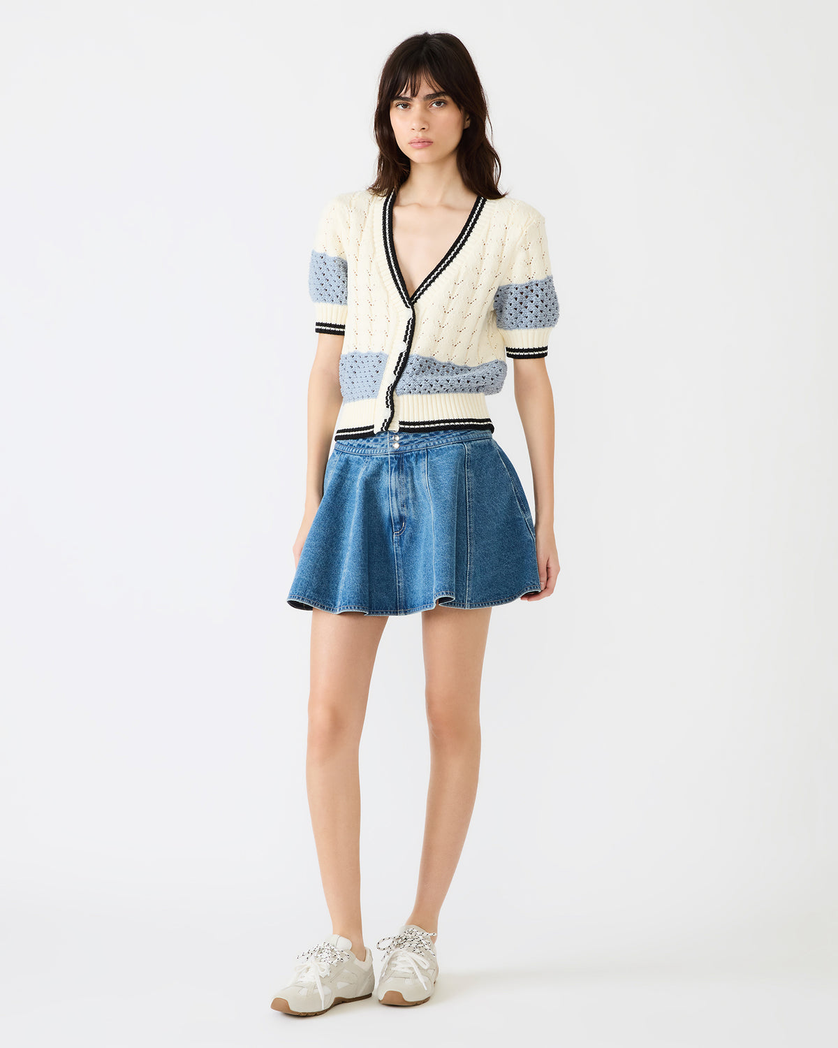 LILLIANY Aruba Blue Pleated Denim Mini Women's Skirt Steve Madden ARUBA BLUE