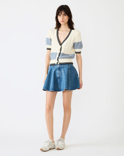 LILLIANY Aruba Blue Pleated Denim Mini Women's Skirt Steve Madden ARUBA BLUE