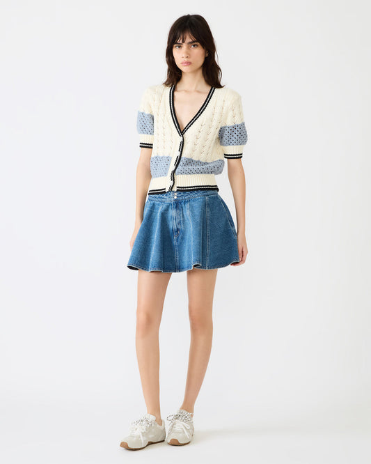 LILLIANY Aruba Blue Pleated Denim Mini Women's Skirt Steve Madden ARUBA BLUE