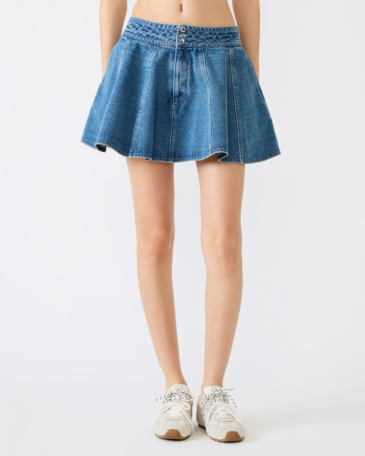 LILLIANY Aruba Blue Pleated Denim Mini Women's Skirt Steve Madden ARUBA BLUE