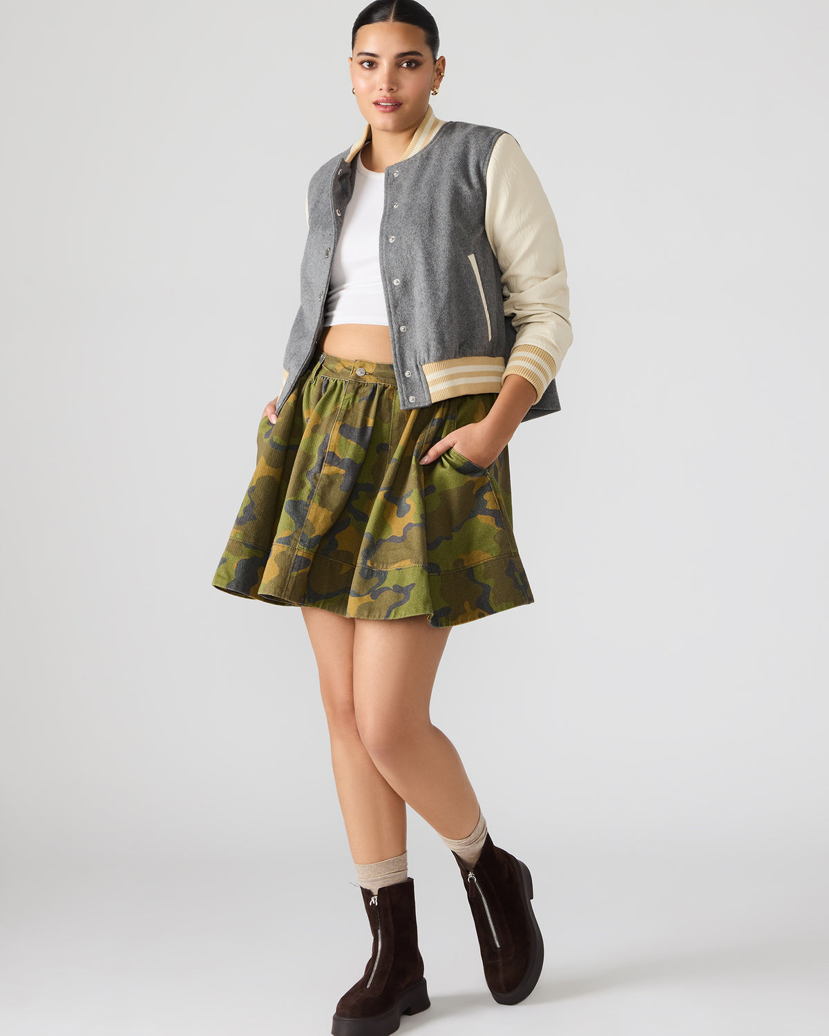 SLOAN Camouflage Mini Denim A-Line Women's Skirt Steve Madden EVERGLADE