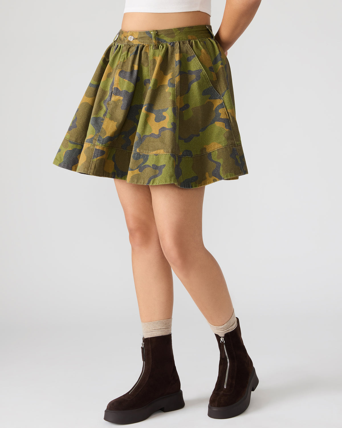 SLOAN Camouflage Mini Denim A-Line Women's Skirt Steve Madden EVERGLADE