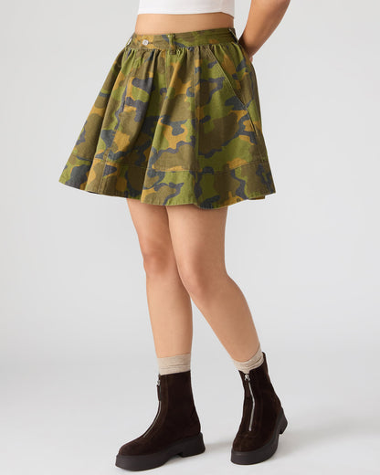 SLOAN Camouflage Mini Denim A-Line Women's Skirt Steve Madden EVERGLADE