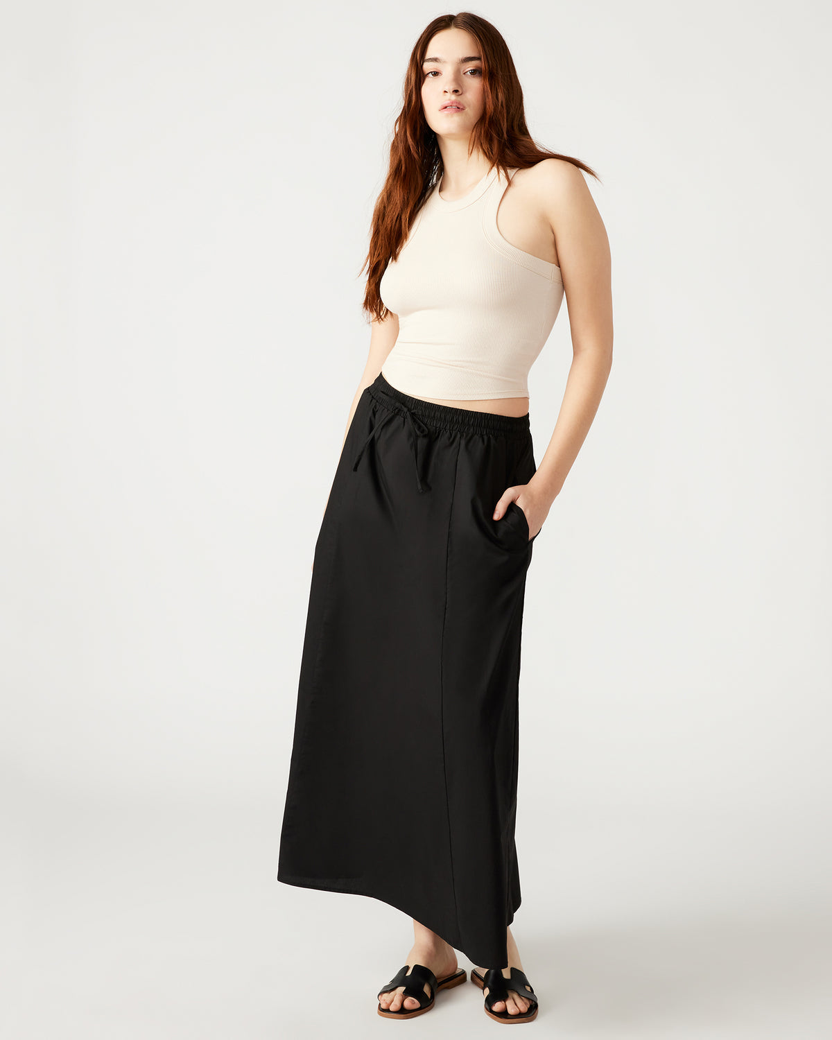 SUNNY Skirt Black | Women's A-Line Maxi Skirt Steve Madden BLACK