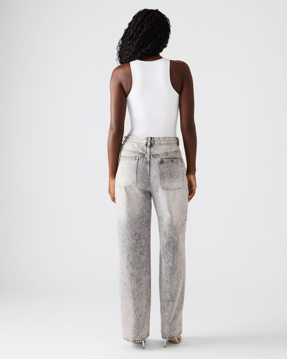 ERAS Fog Rhinestone Embellised Straight-Leg Denim Women's Jeans Steve Madden FOG