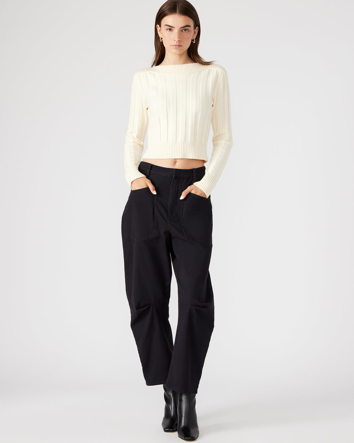 HANIEL Black Women's Barrel Leg Pant Steve Madden BLACK