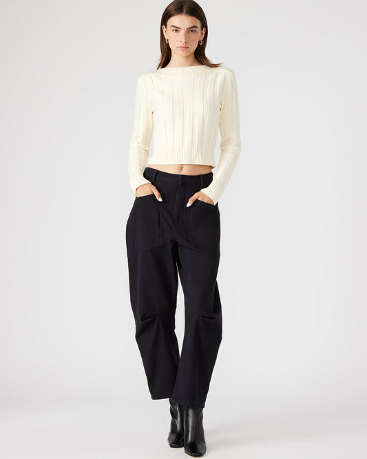 HANIEL Black Women's Barrel Leg Pant Steve Madden BLACK