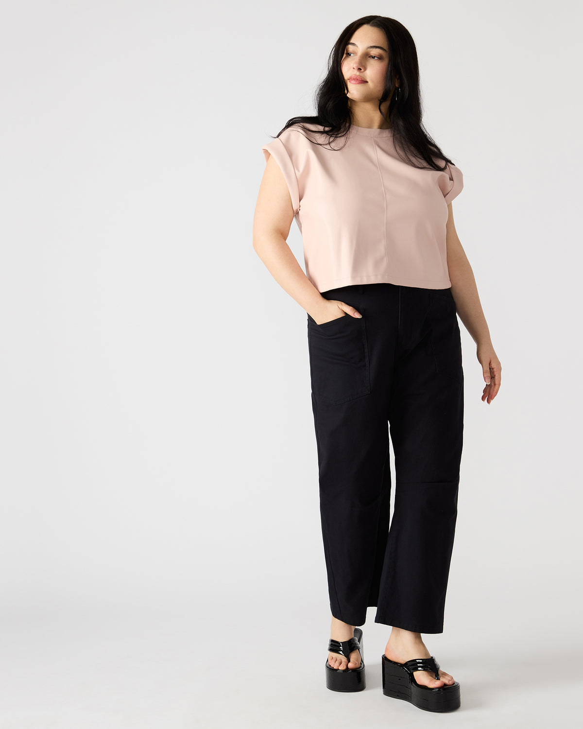 HANIEL Black Women's Barrel Leg Pant Steve Madden BLACK