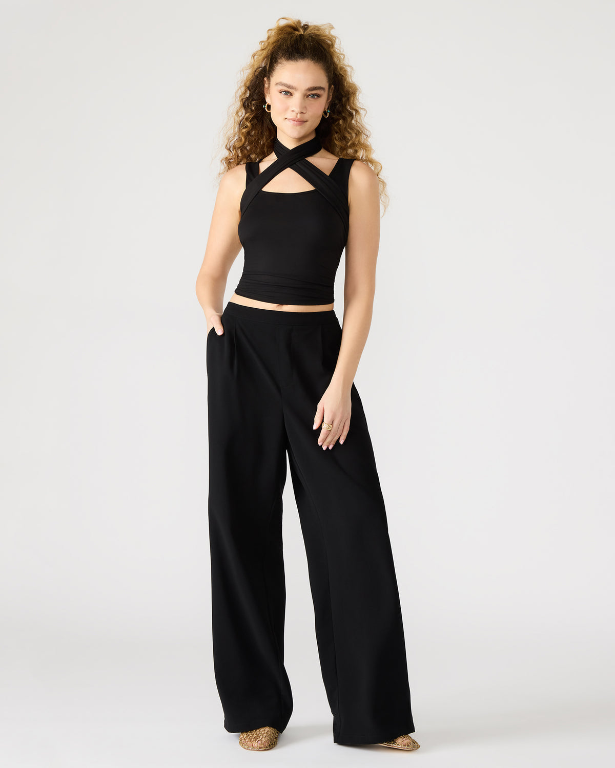 PAYTON Pant Black | Women's Wide Leg Trousers Steve Madden BLACK
