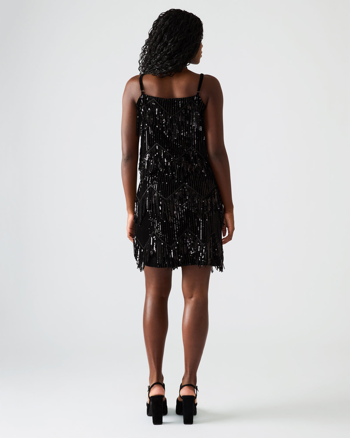 CINDI Sequin Black Fringe Embellished Women's Skirt Steve Madden BLACK