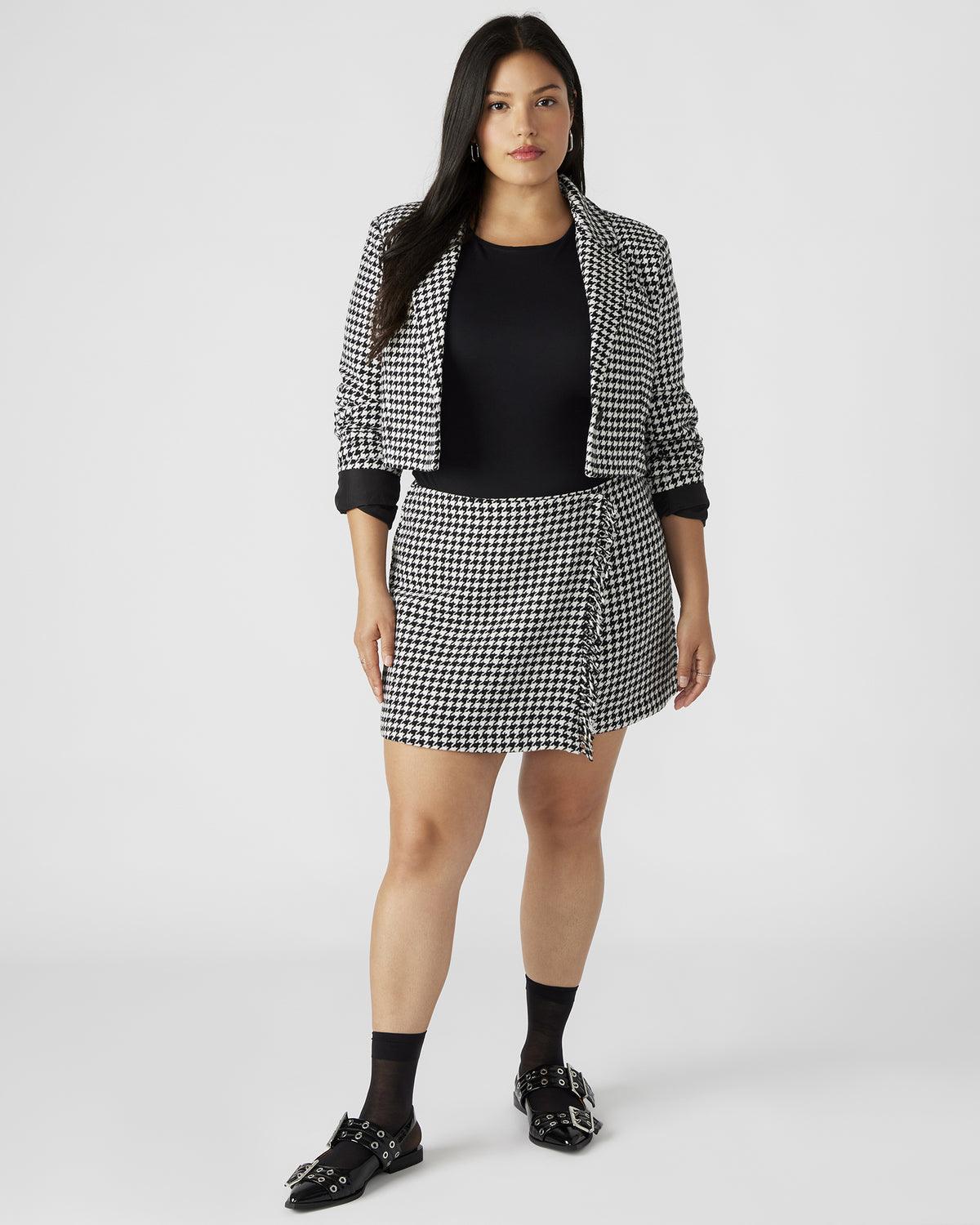 LEON Black/White Women's Wrap Mini Skirt Steve Madden BLACK WHITE