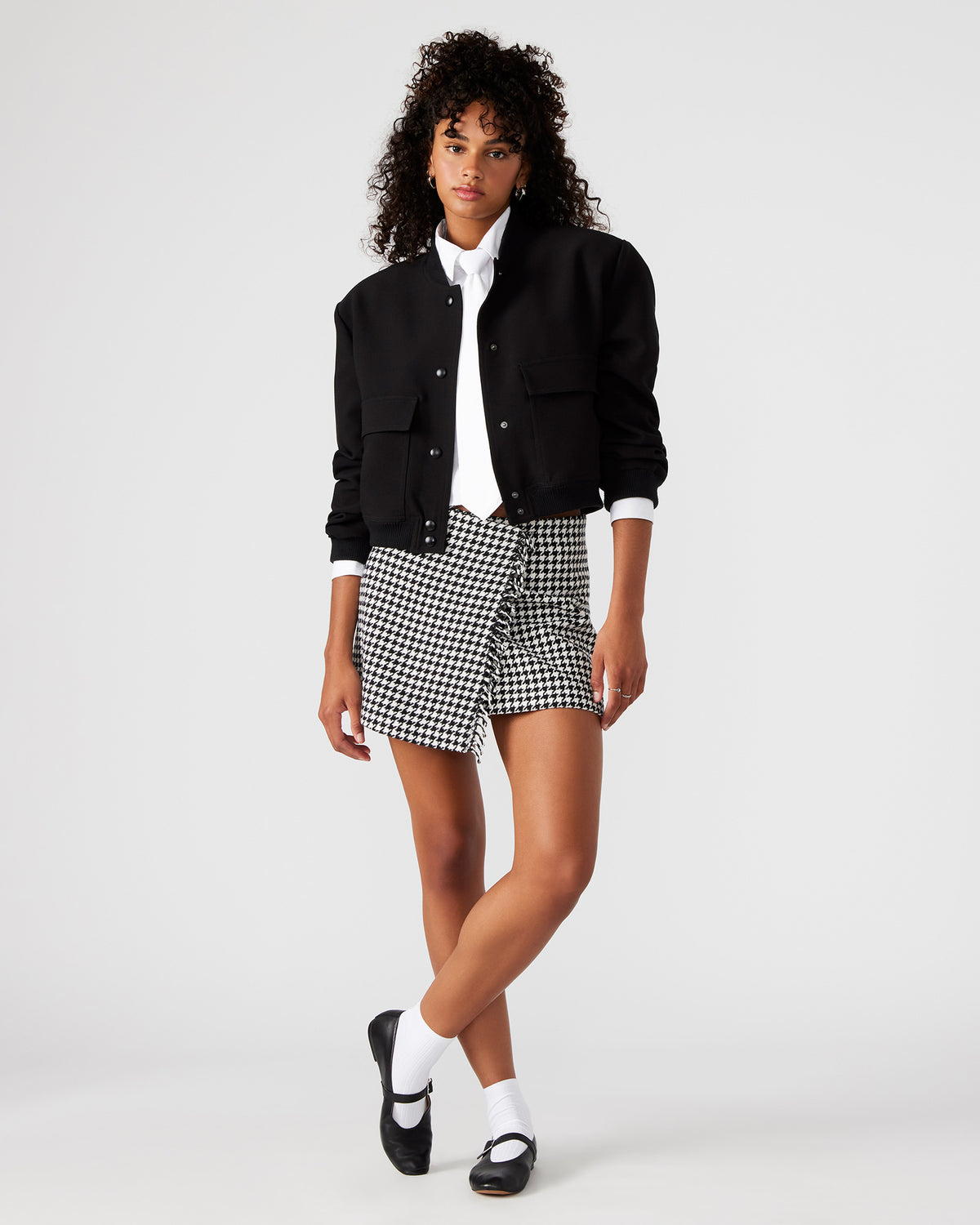 LEON Black/White Women's Wrap Mini Skirt Steve Madden BLACK WHITE
