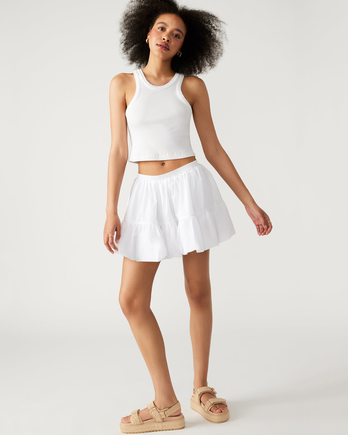AISHA Skirt White | Women's Balloon Poplin Mini Skirt Steve Madden WHITE