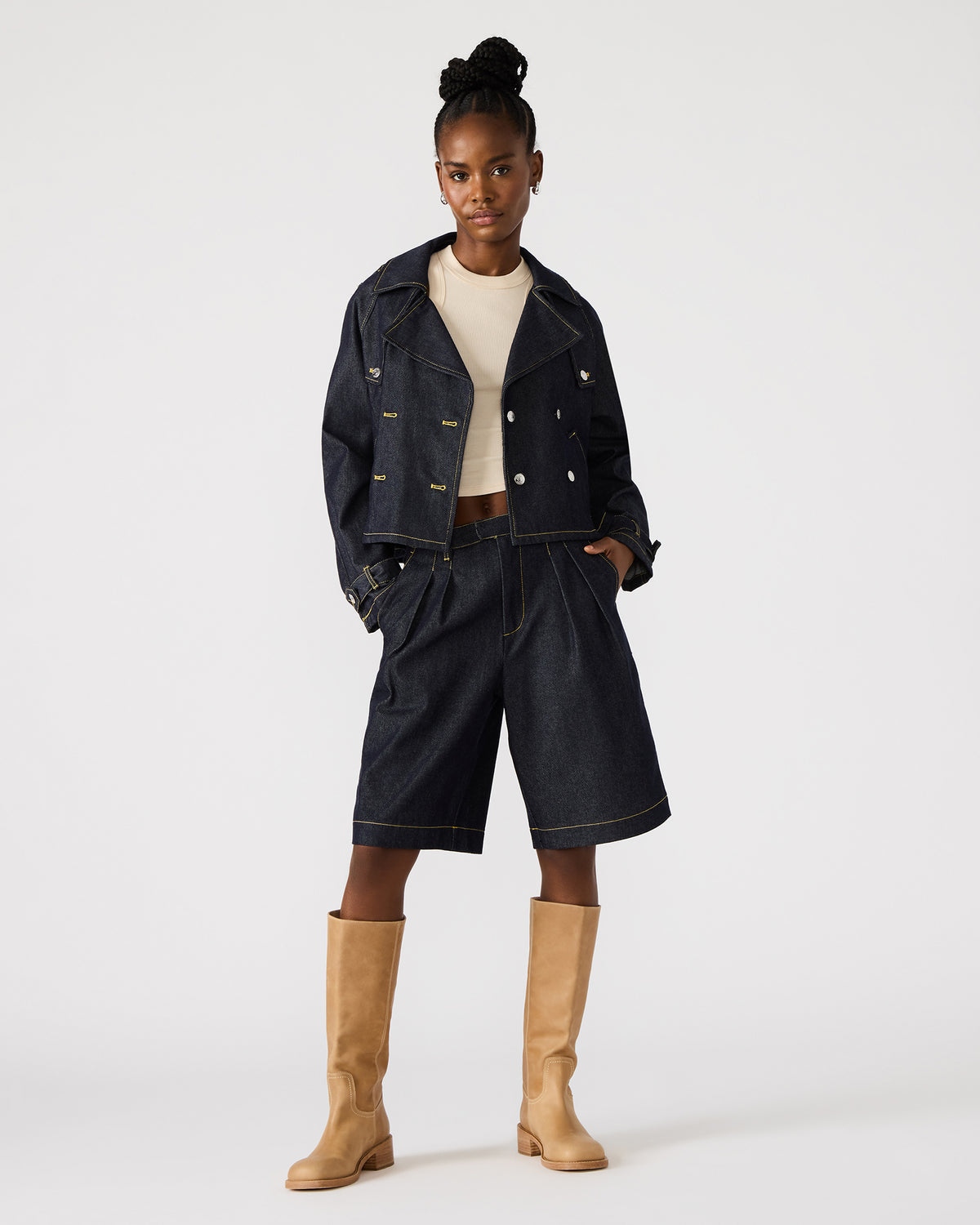 IVANA Denim Women's Shorts Steve Madden NAVY