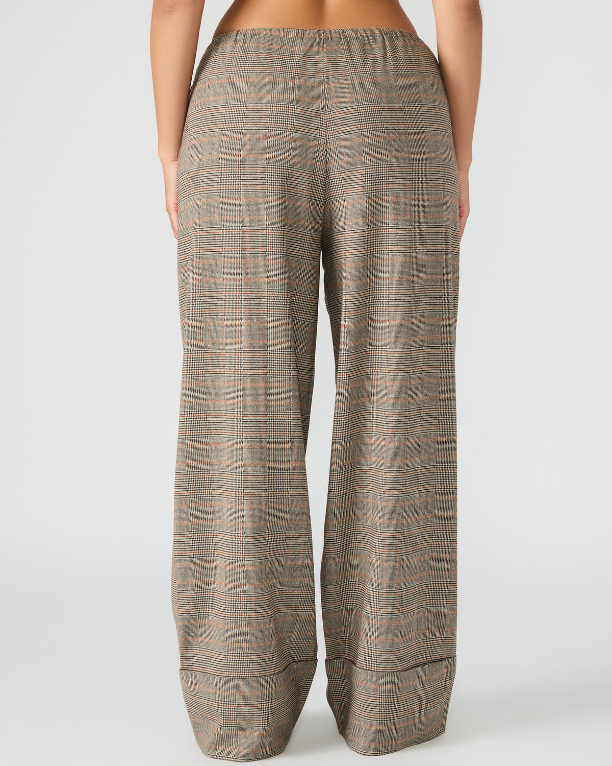 IDRA Brown Pull-On Tie-Front Cuffed Plaid Women's Pants Steve Madden BROWN