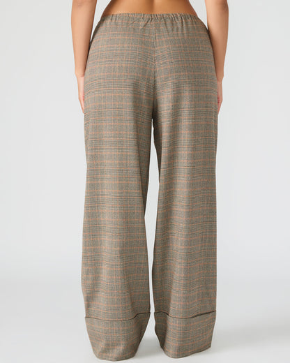 IDRA Brown Pull-On Tie-Front Cuffed Plaid Women's Pants Steve Madden BROWN